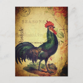 Hermosa postal de gallo de época
