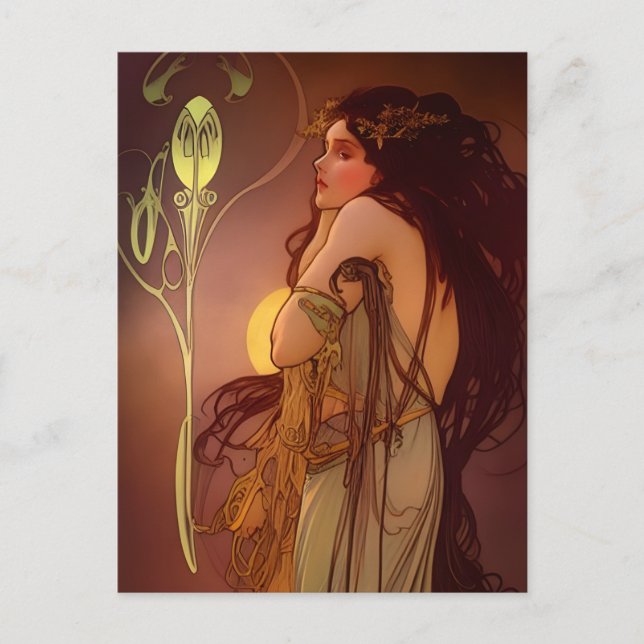 Hermosa postal de mujer ventilado (Anverso)