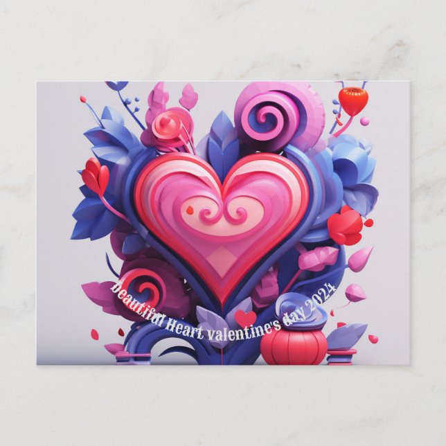 Hermosa postal el día de San Valentín de corazón (Anverso)