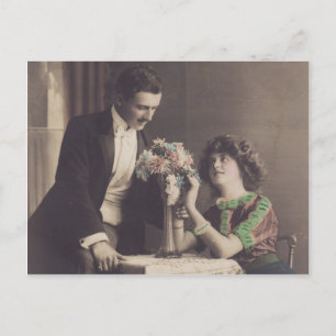 Hermosa postal romántica de pareja retro