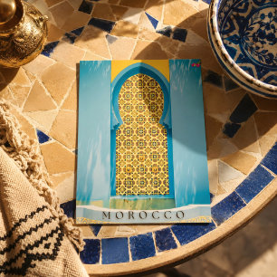 Hermosa Puerta Marroquí Azul en Marrakech Tarjeta 