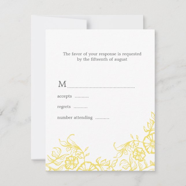 Hermosa respuesta Boda floral amarilla y gris (Anverso)