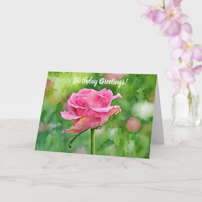 Hermosa rosa en una tarjeta de cumpleaños de arte  (Orquídea)