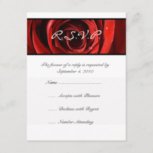 Hermosa RSVP de boda de Rosas Rojas