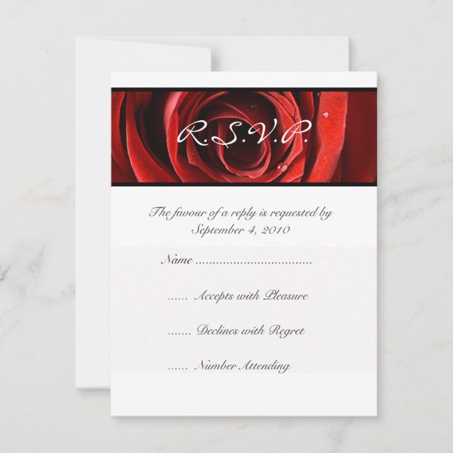 Hermosa RSVP de boda de Rosas Rojas (Anverso)