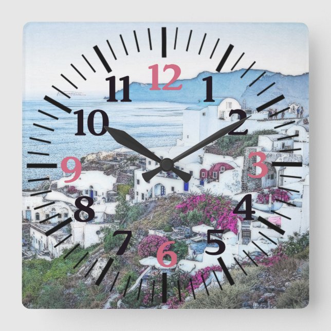 Hermosa Santorini, Reloj de Grecia (Anverso)