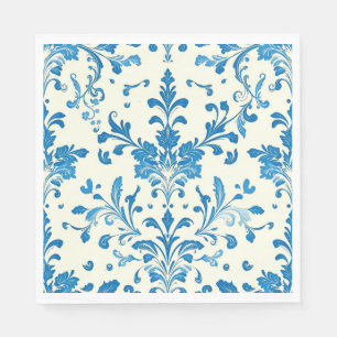 Hermosa servilleta de papel de diseño azul y blanc
