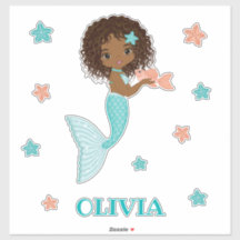 Hermosa sirena afroamericana Pegatina vinílico