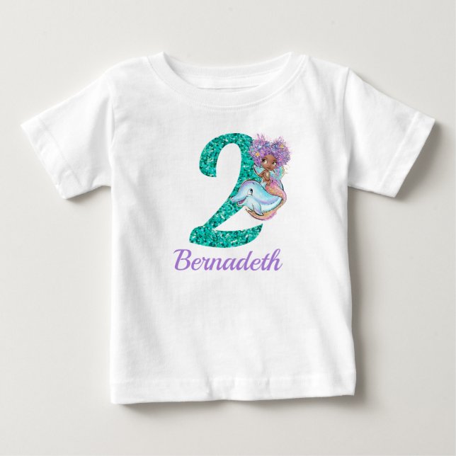 Hermosa sirena étnica, segunda camiseta de cumplea (Anverso)
