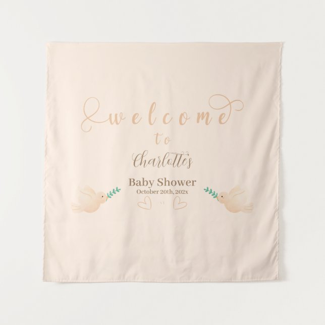 Hermosa Tapiz de Bienvenida para Bebé Paloma (Anverso)