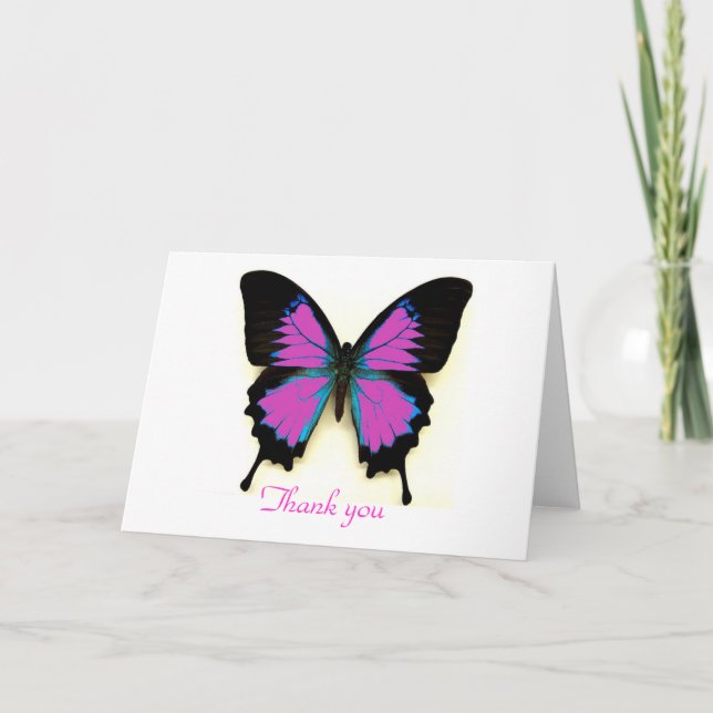 Hermosa tarjeta de agradecimiento a la mariposa en (Anverso)