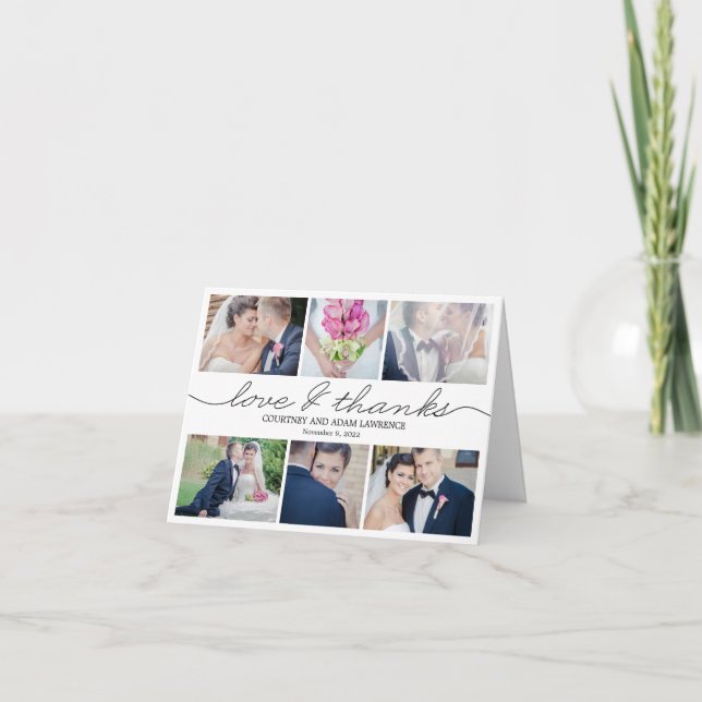 Hermosa Tarjeta de Agradecimiento de Boda - Blanca (Anverso)
