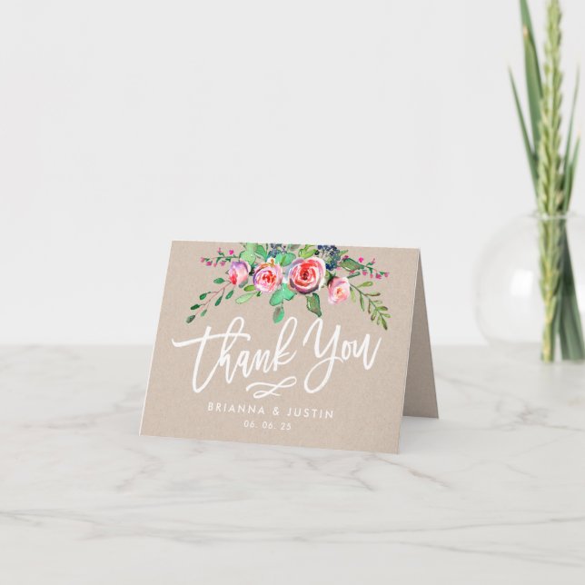 Hermosa Tarjeta de Agradecimiento de Boda Rústica  (Anverso)