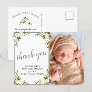 Hermosa tarjeta de agradecimiento de foto de baby 