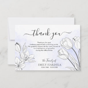Hermosa tarjeta de agradecimiento de funeral flora