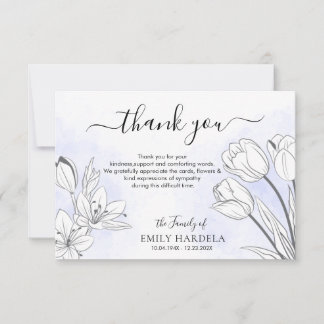 Hermosa tarjeta de agradecimiento de funeral flora