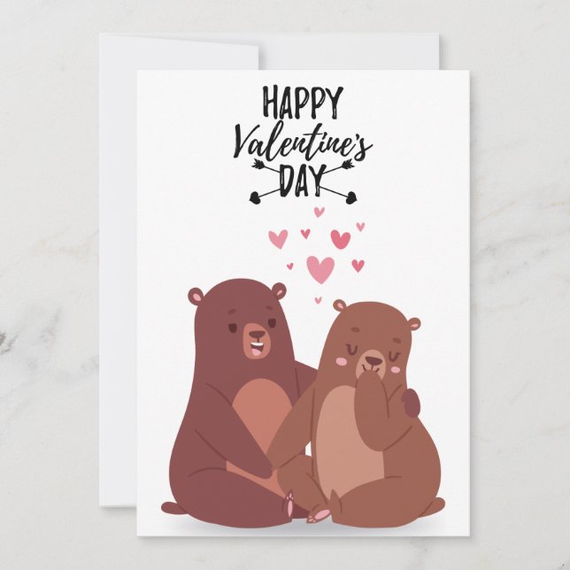 Hermosa tarjeta de amor de oso para El día de San  (Anverso)