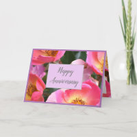 Hermosa tarjeta de aniversario de Floral Happy