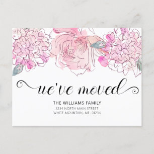 Hermosa tarjeta de anuncio de mudanza acuarela flo