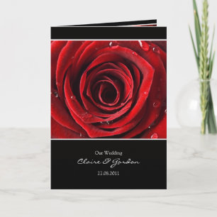 Hermosa tarjeta de Boda rosa rojo invitada - negro
