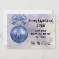 Hermosa tarjeta de cinta de seda con ornamento azu