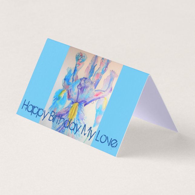 Hermosa tarjeta de cumpleaños con pintura de iris  (Anverso)