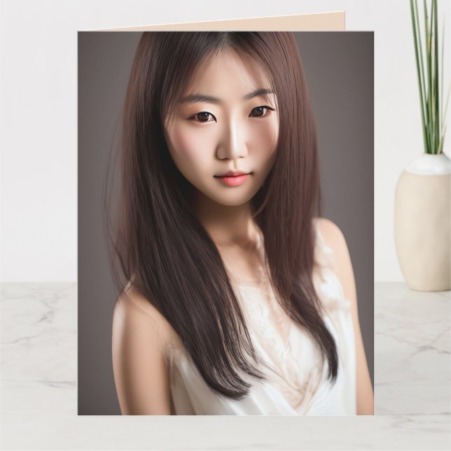 HERMOSA TARJETA DE CUMPLEAÑOS DE ARTE DE CHICA ASI (Anverso)