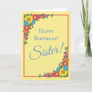 Hermosa tarjeta de cumpleaños de Hermana Floral