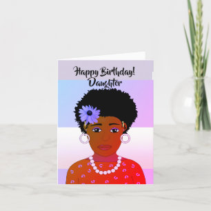 Hermosa tarjeta de cumpleaños de hija afroamerican
