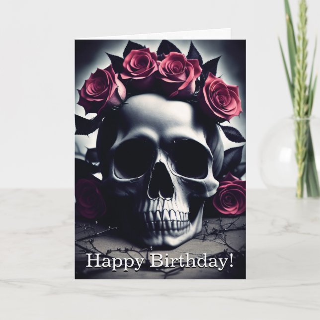Hermosa tarjeta de cumpleaños de Rosa oscuro y gót (Anverso)