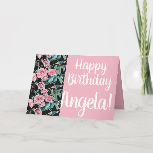 Hermosa tarjeta de cumpleaños feliz de rosas antig (Anverso)