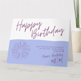 Hermosa tarjeta de cumpleaños feliz morado y azul 
