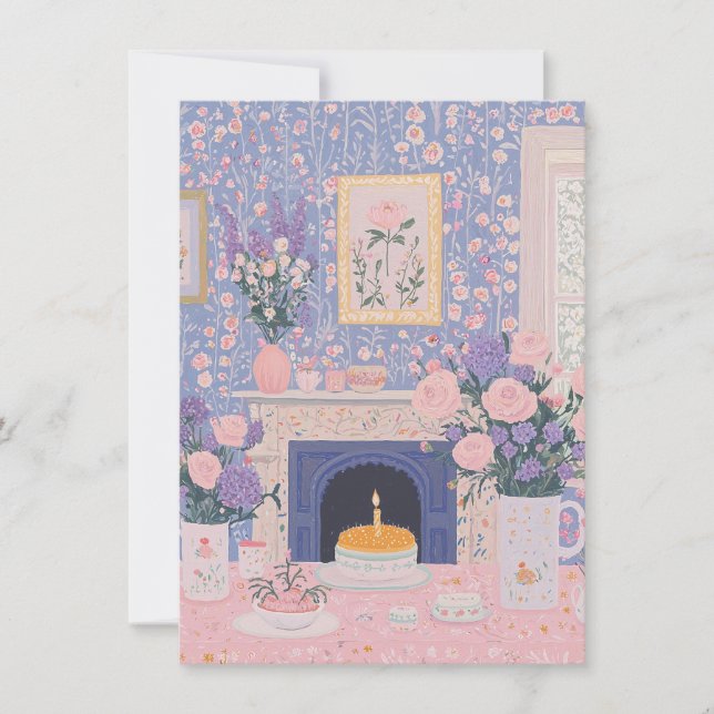 Hermosa tarjeta de cumpleaños floral (Anverso)