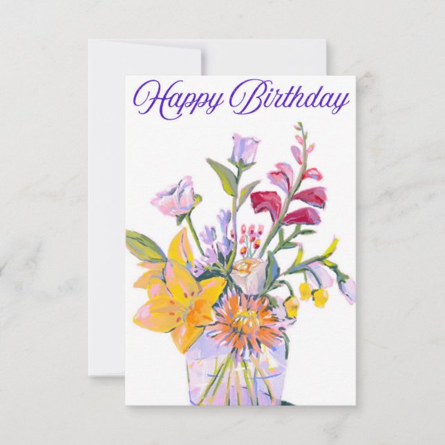 Hermosa tarjeta de cumpleaños Floral Vase (Anverso)