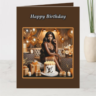 Hermosa tarjeta de cumpleaños Luis Vuitton de muje