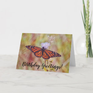 Hermosa tarjeta de cumpleaños monarca mariposa