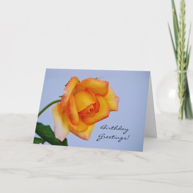 Hermosa tarjeta de cumpleaños rosa amarilla Naranj (Anverso)