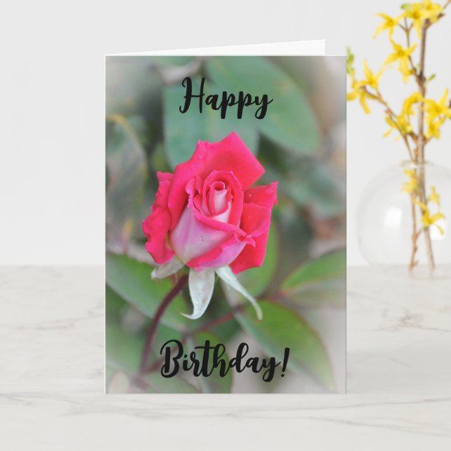 Hermosa tarjeta de cumpleaños Rosa Bud (flor amarilla)