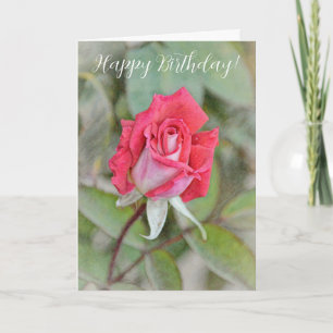 Hermosa tarjeta de cumpleaños rosa roja