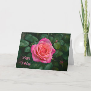 Hermosa tarjeta de cumpleaños rosa rosa