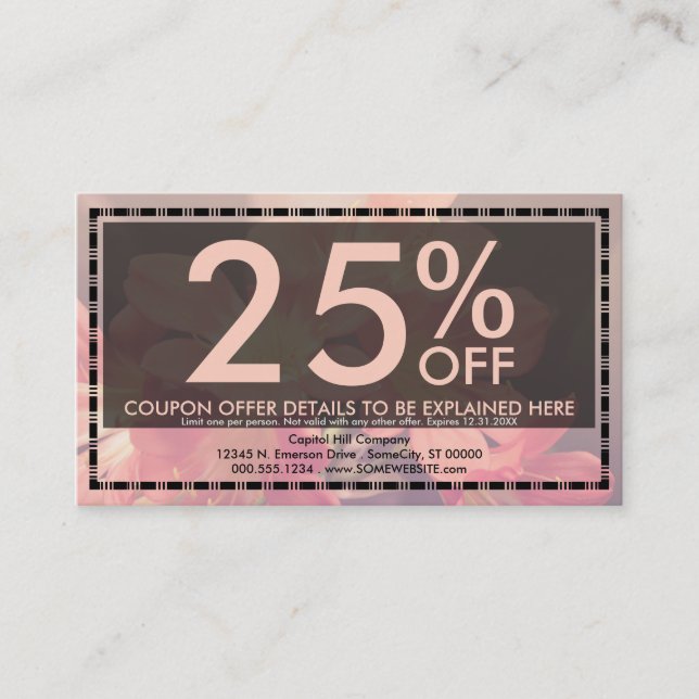 hermosa tarjeta de cupón de flores (Anverso)