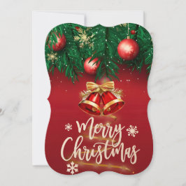 Hermosa tarjeta de deseo navideño de oro rojo