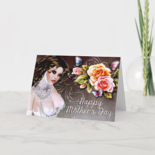 Hermosa tarjeta de Día de la Madre para mujer y Ro