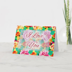 Hermosa Tarjeta de Felicitación Floral D7 Te Quier