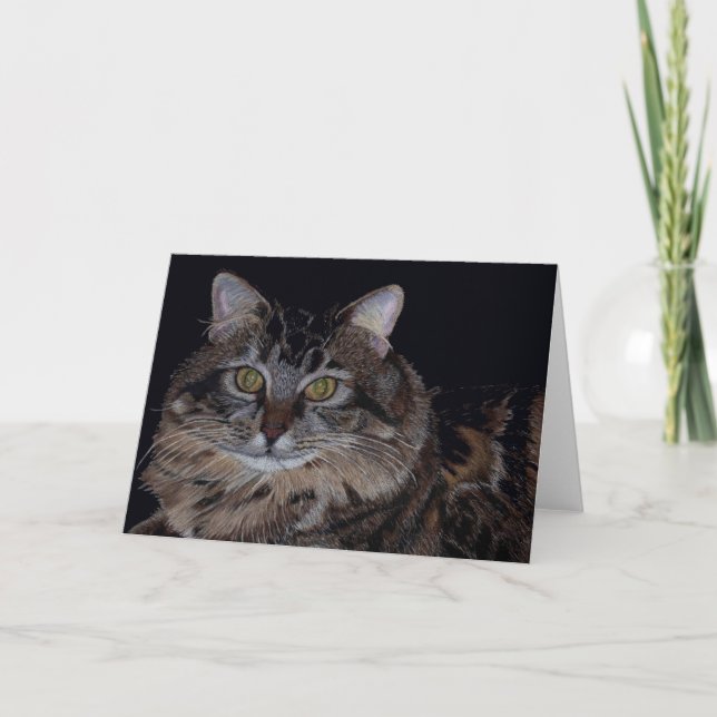 Hermosa tarjeta de felicitación para gato Maine Co (Anverso)