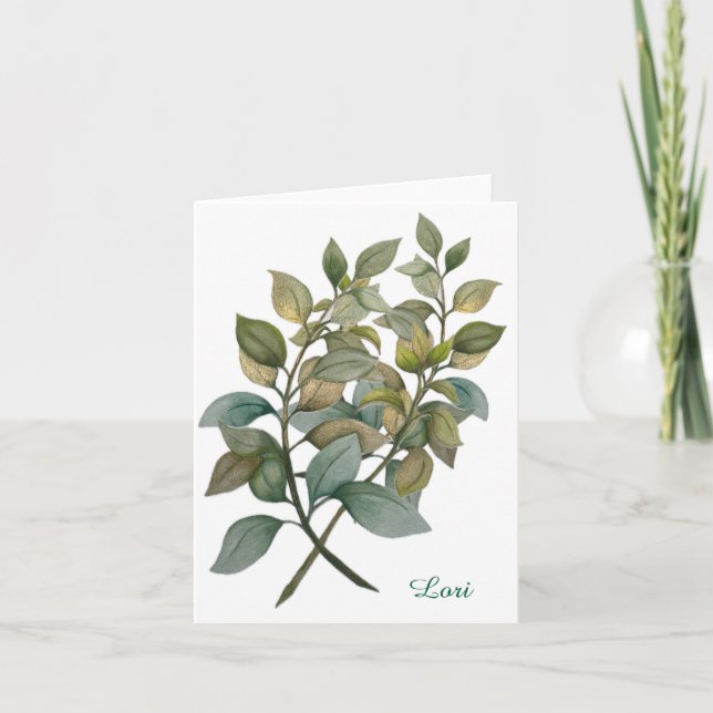 Hermosa tarjeta de felicitación plegada botánica/b (Anverso)