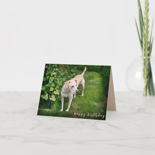 Hermosa tarjeta de felicitación plegada de perro d (Anverso)