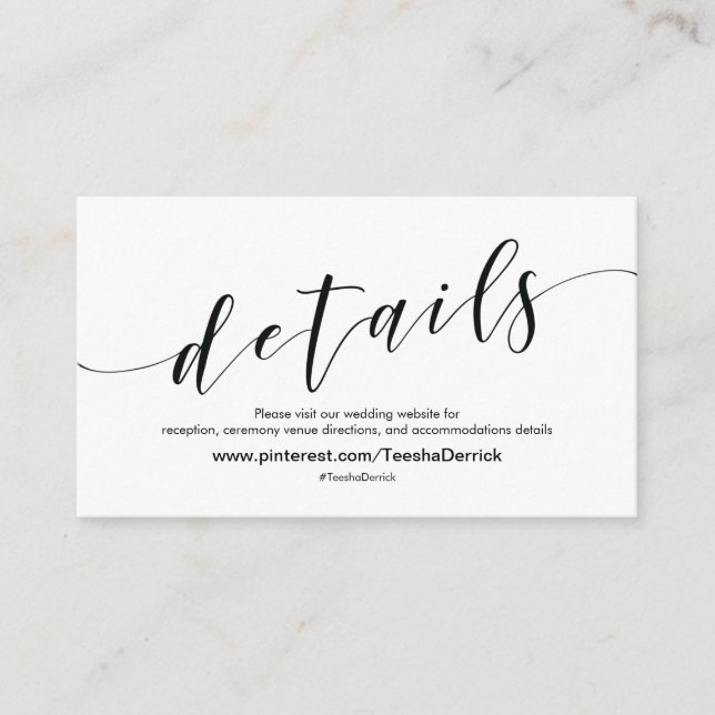 Hermosa tarjeta de gabinete de detalles del sitio  (Anverso)