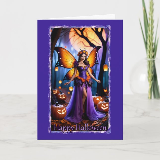 Hermosa tarjeta de halloween morada (Anverso)