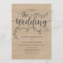 Hermosa tarjeta de invitación a la boda rústica